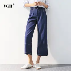 VGH Весна для женщин широкие брюки женские Высокая талия Свободные ботильоны длина брюки для девочек мода 2019 г. Корейская одежда новый