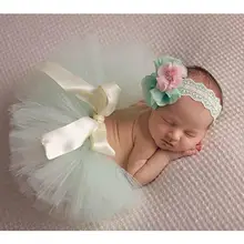 Реквизит для фотосъемки новорожденных; детская юбка с цветком; повязка на голову; костюм с юбкой-пачкой и бантом для малышей; детская одежда для фотосъемки на день рождения