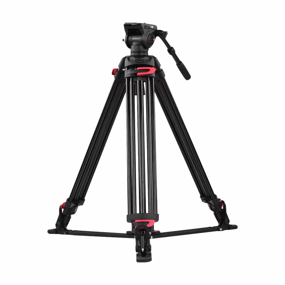 

Andoer XTK-8018 Professional Photography Al Alloy Tripod with 360 Panorama Fluid Hydraulic Bowl Head 180cm Max. Height 10kg Load