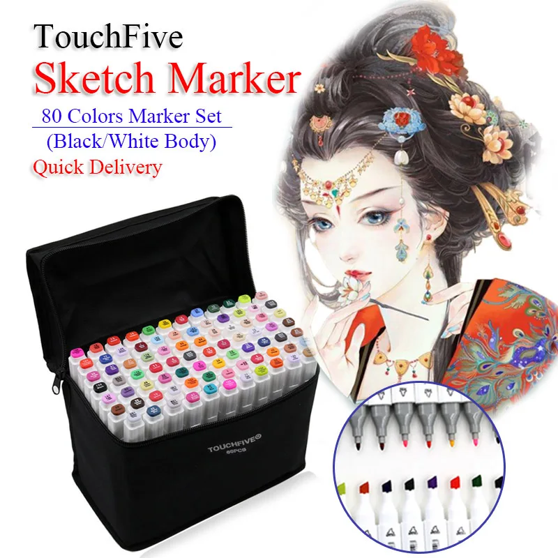 

TouchFive Animation Design Dual Head Art Markers Oily Alcohol Based Sketching Brush Pen For Drawing School Office Art Supplies