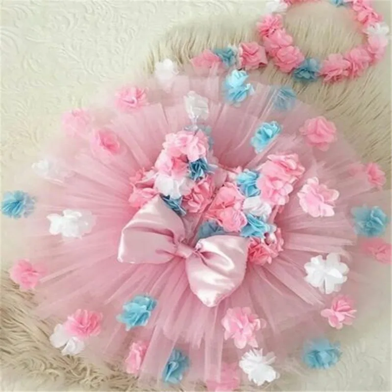 

Girls Flower Appliques Dress for Birthday Clothes Baby Girls Sleeveless Princess Children Wedding Party Tulle Dress Vestidos