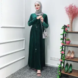 Бархат Абаи Femme Туника халат Дубайский Мусульманский платье хиджаб Элегантный Турции Абая для женщин Восточный халат из марокена Рамадан