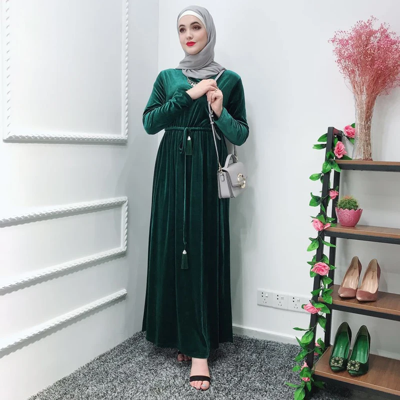 

Velvet Abaya Femme Kaftan Robe Dubai Muslim Hijab Dress Elegant Turkey Abayas For Women Caftan Marocain Ramadan Islamic Clothing