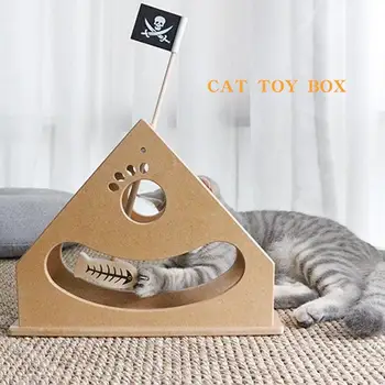 

Cat Claw Puzzle Wooden Play Crazy Environmentally Friendly Training Entertainment Pirate Ship Toy Cat Toy Box Cat Toy