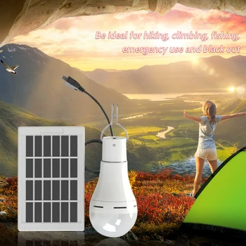 

Portable Solar Light DC5-6V 9W LED Solar Powered Energy Bulb 3 Modes IP65 Waterproof for Outdoors Camping Light Tent Fishing