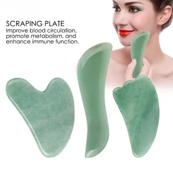 

3 Pcs Green Aventurine Scraping Plate Board Set Body Massage Plate Back Scraping Massage Tools Facial Care Tools