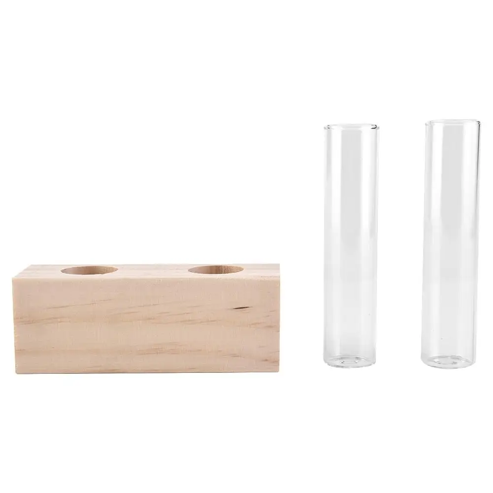 

Terrarium Hydroponic Plant Test Tube Flower Pot Transparent Glass Vase Wooden Rack Tabletop Home Decor