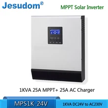 Mppt Гибридный инвертор 1000VA 800W 24VDC для 230VAC 50/60HZ Солнечный Мощность регулятором скорости со встроенной 25A со слежением за максимальной точкой мощности, Солнечный контроллер заряда