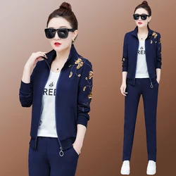 Conjunto de 3 piezas para mujer, traje de moda, pantalones, chándales, ropa coreana, Otoño, 2020