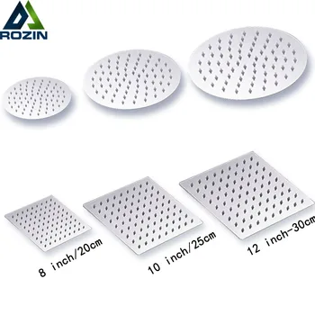 Round & square Stainless Steel Ultra-thin Showerheads 12/10/8/6/4 inch Rainfall Shower Head Rain Shower Chrome Finish