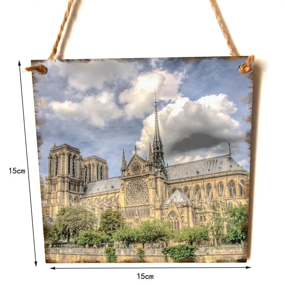 Notre Dame Wooden Hanging Square Home Decoration Crafts Hanging Board 3D Architecture Model Pendant Kit Notre Dame Wooden Hanging Square Home Decoration Crafts Hanging Board 3D Architecture Model Pendant Kit