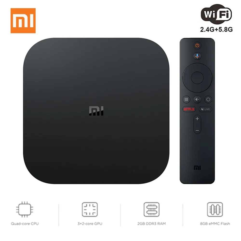 Xiaomi mi коробка-S ТВ Box Android 8 1 4 ядра 2 ГБ HD 0 г 5 Г wi-Fi BT4.2 Media Player Поддержка Google помощник