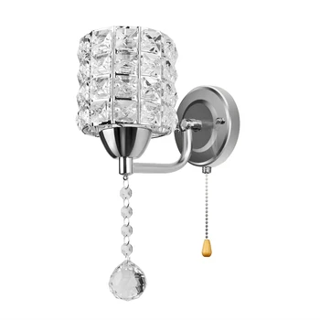 

1 Pcs Light Chrome Silver Wall Lamp Sconce Foyer Living Bedroom Bedside Wall Lamp Light Sconce Crystal
