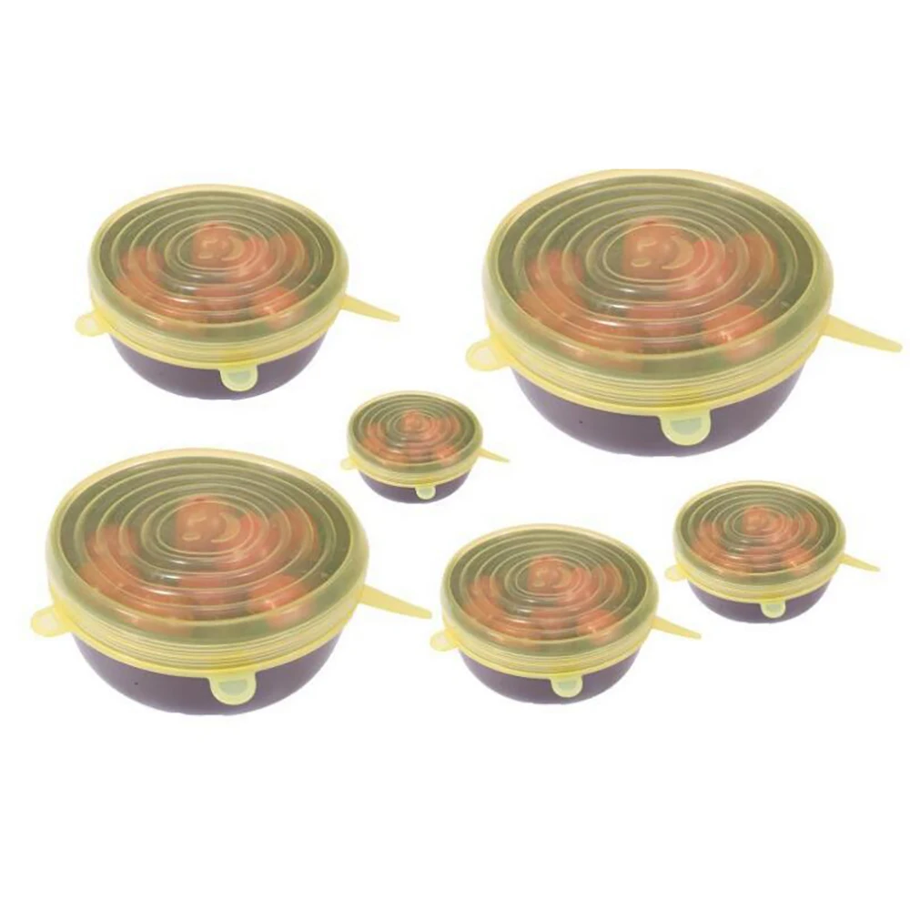 

6Pcs Silicone Stretch Lids Keeping Food Fresh Reusable Expandable Silicone Food Saver Seal Lids Bowl Covers Eco-Friendly Stretch