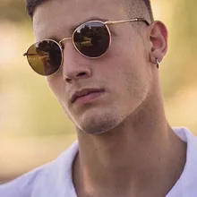 Ретро Круглый Солнцезащитные очки для женщин Для женщин/Для мужчин Роскошные Брендовая Дизайнерская обувь сплава зеркало Защита от солнца Очки для Для женщин Рэй женщина Óculos Gafas De sol