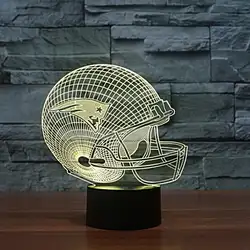 USB изменение 3D Англия Патриоты логотип Футбол шлем визуальный светильник домашний светодио дный Декор led настольная ночник для детей Touch