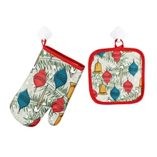 Рождественское украшение СВЧ подкладка для печки и комплект перчаток Рождественские перчатки домашний декор