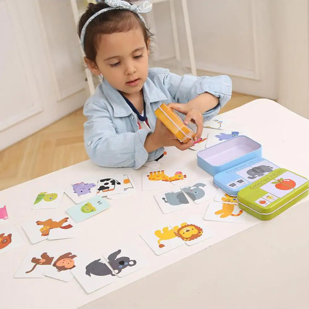 Cartoon Animal Montessori Toys for Children Baby Enlightenment Cognitive Early Learning Card Excite 0-3Y Puzzle Card Baby Toy