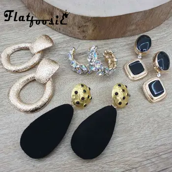

Flatfoosie Trendy Crystal Water Drop Earrings For Women Boho Gold Color Vintage Maxi Big Dangle Earring Wedding Party Jewelry