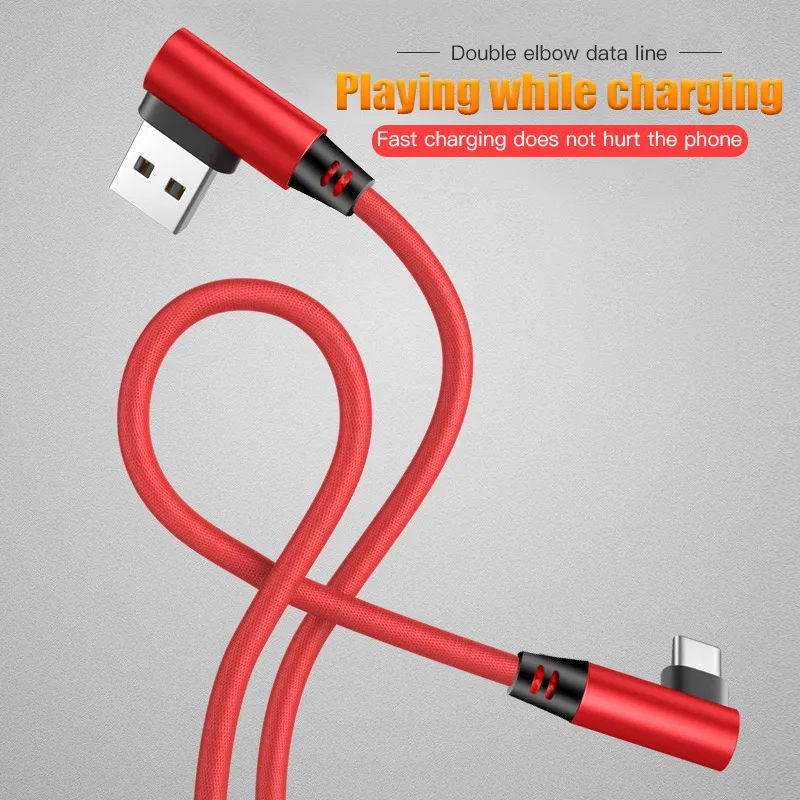 Кабель Micro USB Type C с нейлоновой оплеткой 90 градусов 1 м/2 м кабель передачи данных