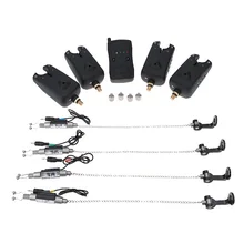 Беспроводной цифровой светодиодный сигнализатор для рыбалки, оповещение о рыбной ловле, 4 рыболовных укуса+ 1 приемник+ 4 цепи из нержавеющей стали, вешалка