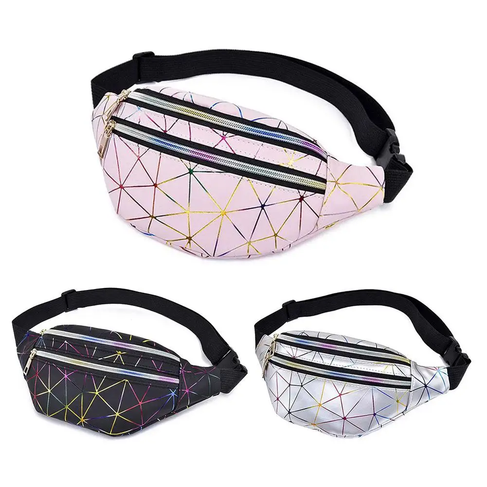 

New Ladies Waist Pack Foldable PU Patent Leather Laser Chest Bag Sports Outdoor Diagonal Package Fashion Waterproof