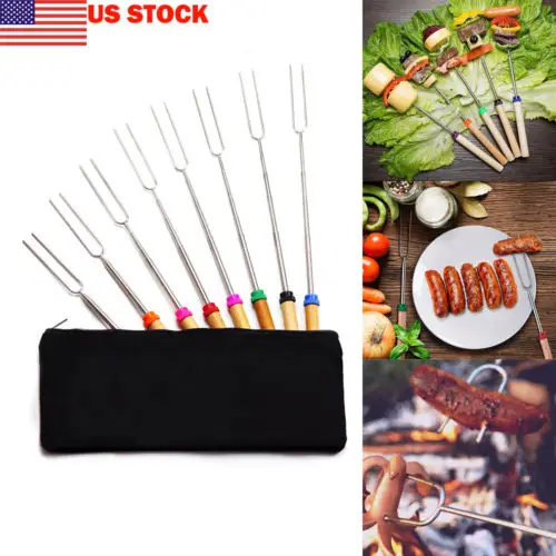 

Telescoping BBQ Marshmallow Roasting Sticks Smores Skewers Hot Dog Fork 5PCS