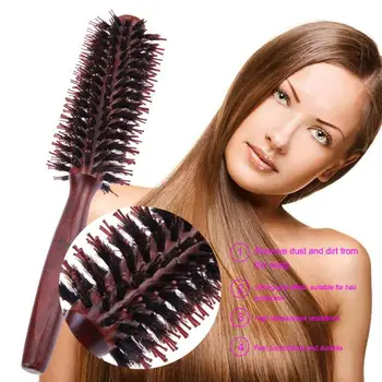 

1pcs Advanced Pig mane Anti-static Heat-resistant Curly Hair Comb Hairdressing Massage Twill Wooden Handle Comb