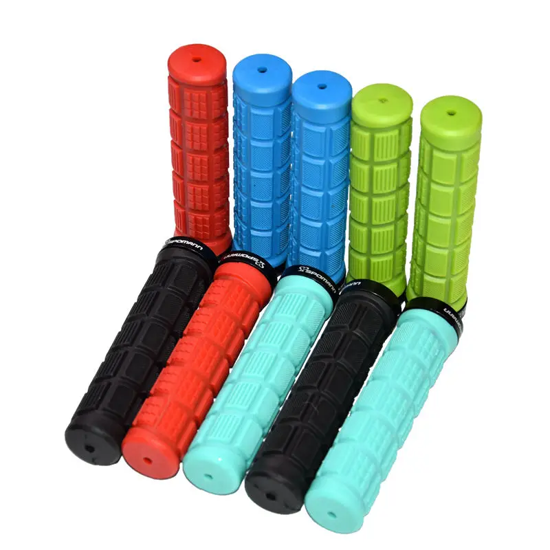 

Newest SPOMANN downhill bike handlebar locked grip bicycle grip alloy TPR handlebar end plugs MTB bike parts 5 colors Free ship