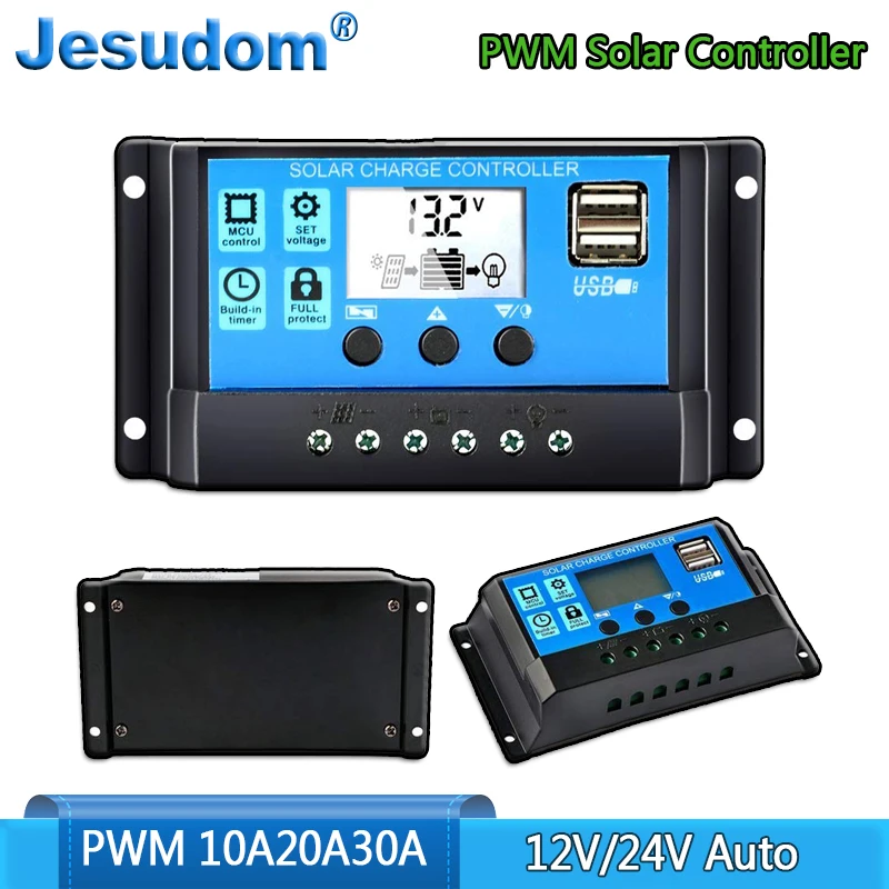 

12V/24V Auto. 30A20A10A LCD PWM Solar Controller Battery PV Cell Panel Charger Regulator Lamp 100W 200W 300W 400W 500W