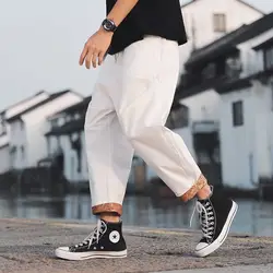 Летние Новые джоггеры брюки мужские модные стирка сплошной цвет прямые повседневные брюки мужские уличная тенденция дикие хип-хоп