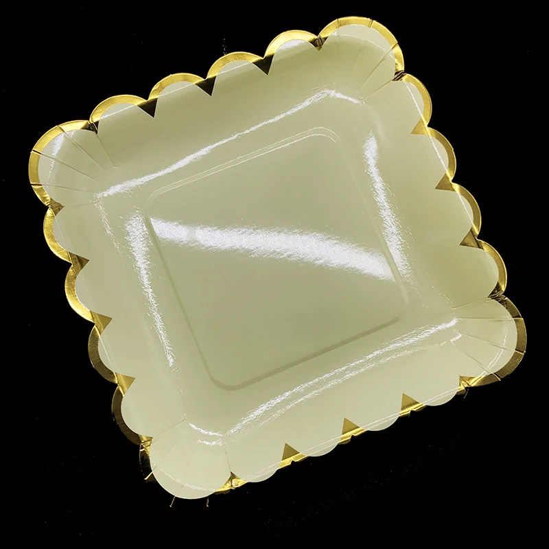 10pcs/lot metallic paper plates high quality paper plates yellow color