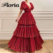 Сексуальная V шеи дубайские вечерние платья Aibye Многоуровневое Длинные Знаменитости платье для выпускного вечера Праздничное платье арабские платья для вечеринок Исламская