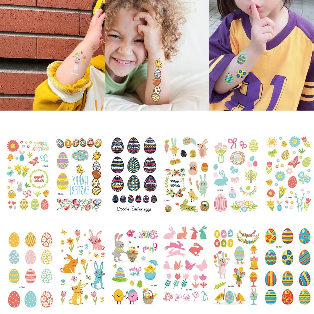 

Shellhard 12 Styles Easter Egg Rabbit Colorful Sticker Nail Art Water Transfer Tattoos Nail Sticker Mixed Decals For Children