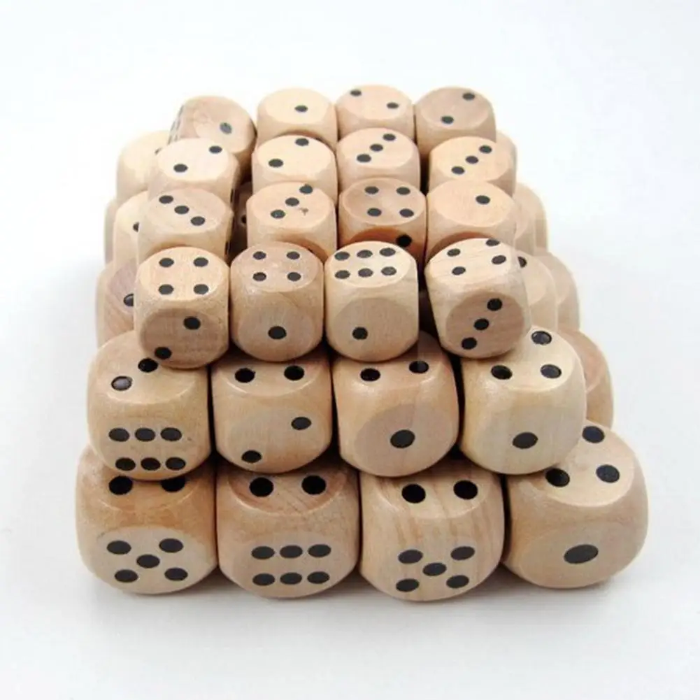 

10pcs Wood Dice Number Or Point Cubes Round Coener Kid Toys Game 6 Sided Dice 16 Mm/20 Mm/25 Mm