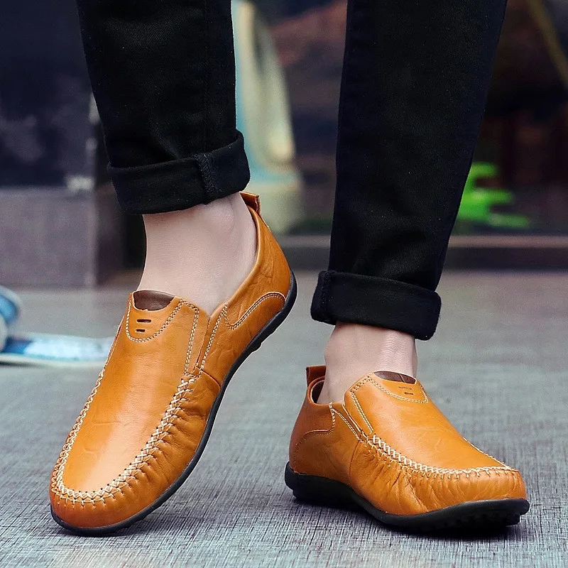 Airair/мужские лоферы из мягкой кожи, новые повседневные мужские туфли-мокасины ручной работы, удобные кожаные туфли на плоской подошве Большие размеры 39-47