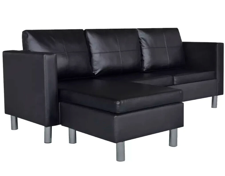 Vidaxl 2 in 1 Sofa 3 Seat Sectorial Synthetic Leather Black Living Room Sofa Home Furniture Modern L-Shaped Sofa Bed Assembly Vidaxl 2 in 1 Sofa 3 Seat Sectorial Synthetic Leather Black Living Room Sofa Home Furniture Modern L-Shaped Sofa Bed Assembly