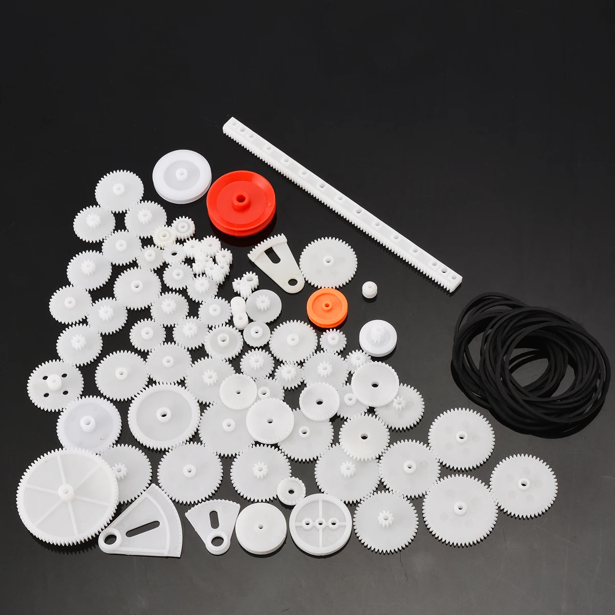

81PCS DIY Plastic Gear Bag Cog Wheel Assorted Kit For Toy Car Motor Shaft Model Crafts Making Gear Rack With Belt Rubber Band