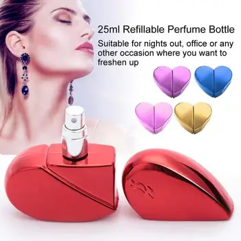 

6 COLORS 25ml Heart Shaped Aluminum Perfume Spray Bottles Empty Refillable Perfume Atomizer Cosmetic Container for Women