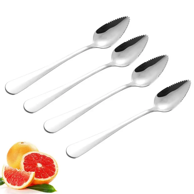 4pcs Fruit Spoon Stainless Steel Fruit Serving Spoon Grapefruit Spoons with 2 Grapefruit Peeler Vegetable kitchen Tools