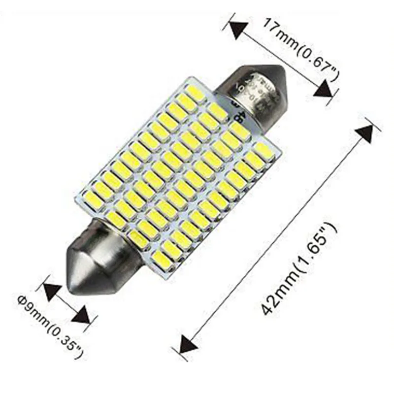 2 шт. 42*17*9 мм 12~ 24 V 3014-48SMD 570LM 578 211-2 212-2 Белый светодиодный автомобиль интерьерные лампочки