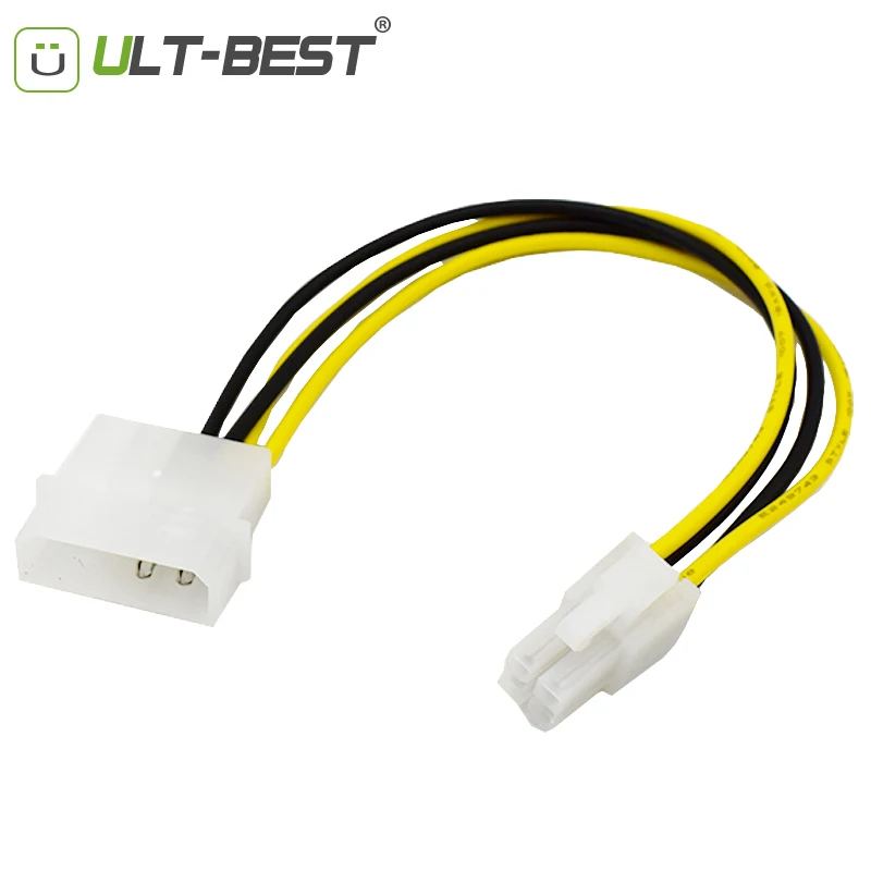 ULT BEST SATA Power Cable for Motherboard HDD SSD ATX P4 to Molex 4pin