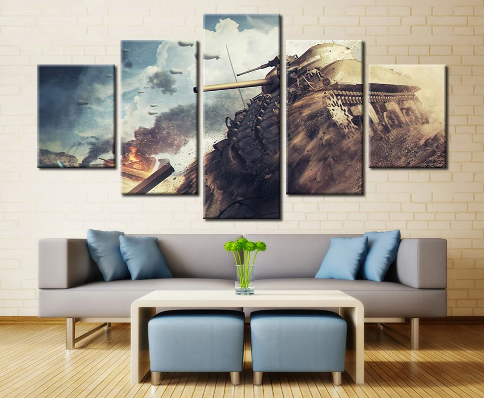 

5 Panel WWII Road Honor World Tanks Wargaming June Modern Home Wall Decor Canvas Picture Art HD Print Painting On Canvas Artwork