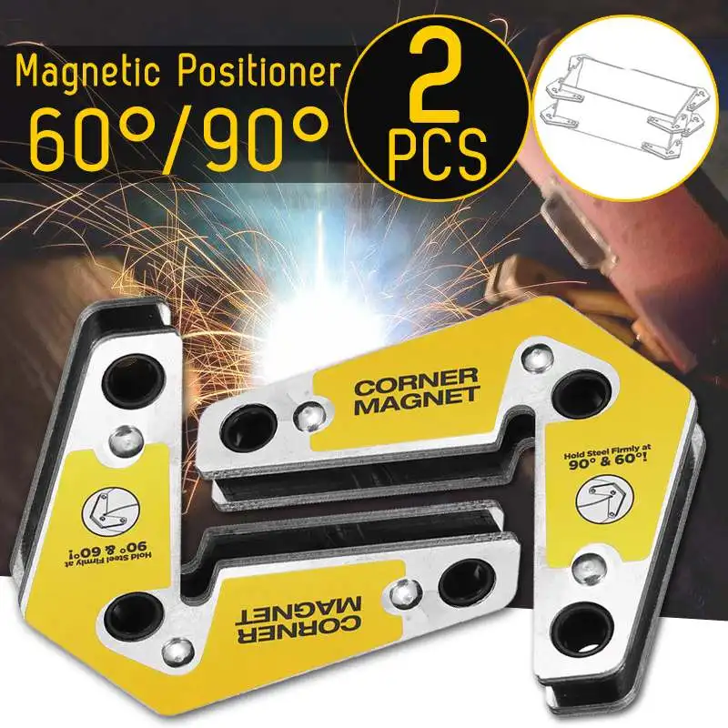 

2pcs 60/90 Degrees Angle Fixer Position Welding Device Positioner Double Head Welding Magnetic Holder for heavy welding fixed