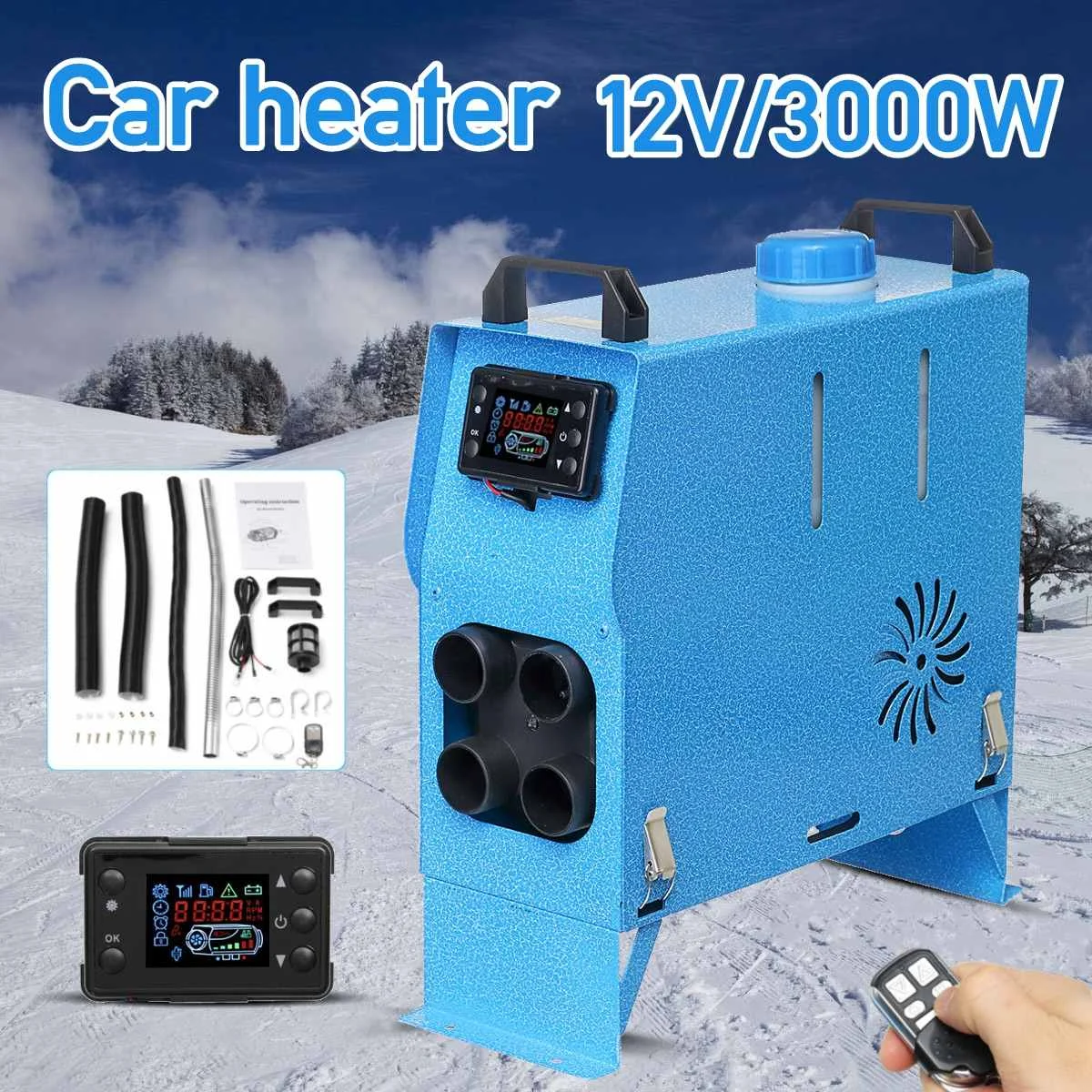 

All In One 5000W Air diesels Heater 5KW 12V 4 Holes Car Heater For Trucks Motor-Homes Boats Bus +LCD key Switch + Silencer