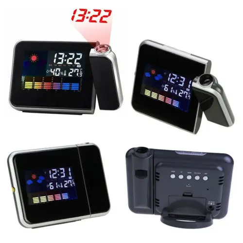

USB LCD Projektion Wecker Snooze Thermometer Digital LED Backlight Projects Accessories