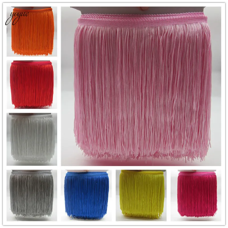 

YOYUE 1Yards/lot 20cm Wide Lace Fringe Trim Tassel Fringe Trimming For DIY Latin Dress Stage Clothes Accessories Lace Ribbon