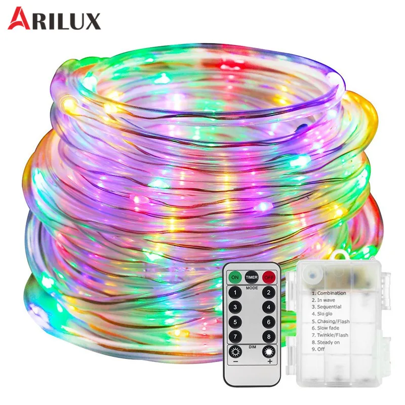 

ARILUX 5M 10M Copper Wire LED Rope String Light Battery Powered Fairy String Light +13Keys Remote For Christmas Holidays