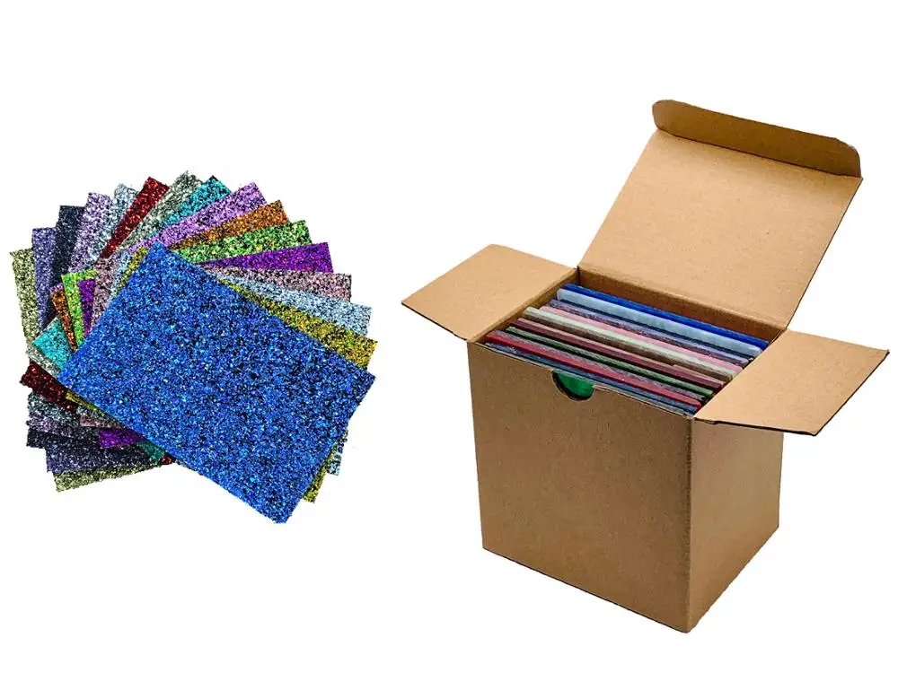 

A Full Set of Acrylic (PMMA) One-Sided Chunky Glittering Sheets, 98mm x 98mm x 2.5mm (L x W x T), 16 Colors/Set