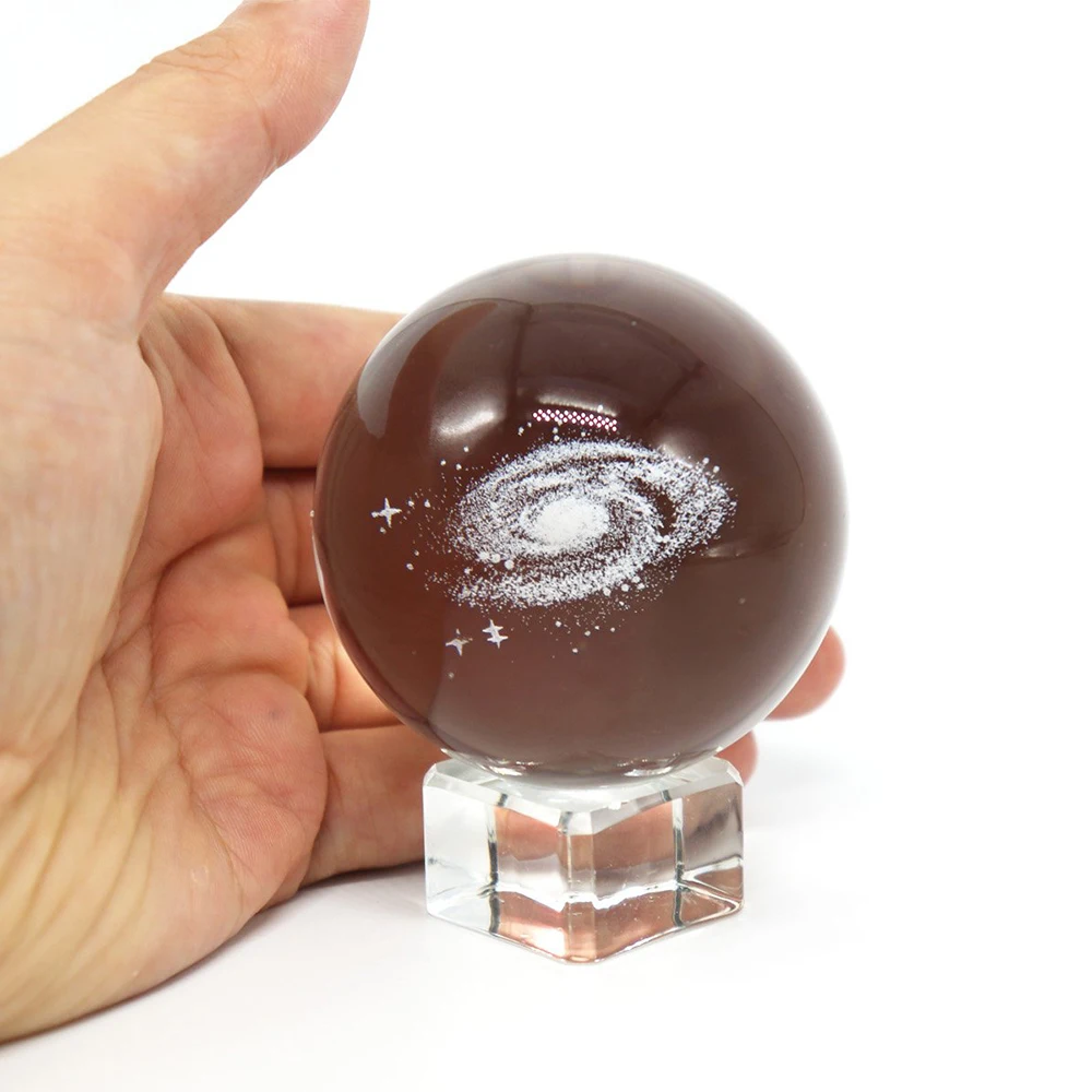3D лазерный хрустальный шар с гравировкой Galaxy дисплей глобусная Сфера стекло пресс-папье фэн-шуй с прозрачной подставкой